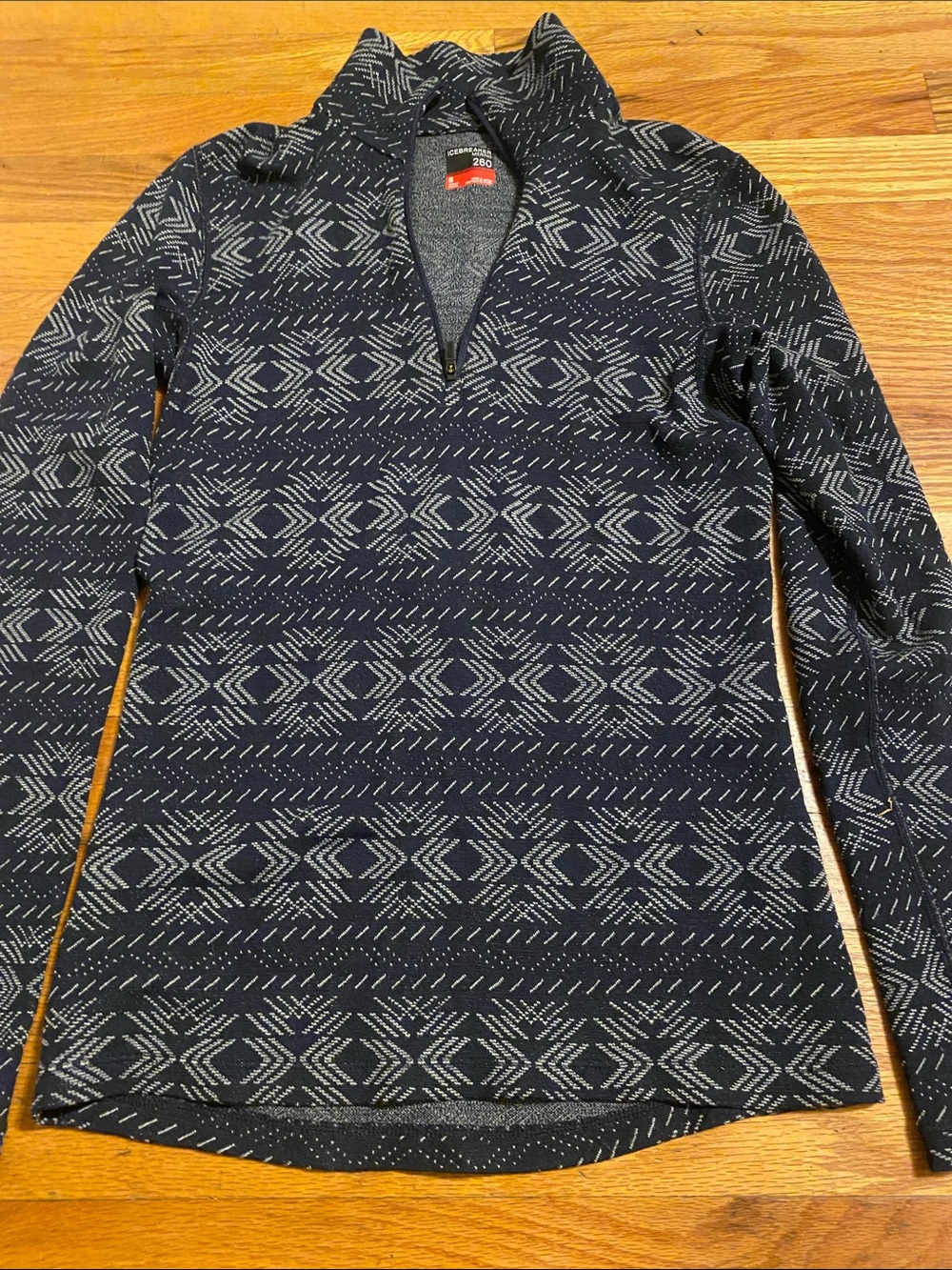 Icebreaker 260 Vertex Merino Long Sleeve Size W S Half Zip Navy/White EUC